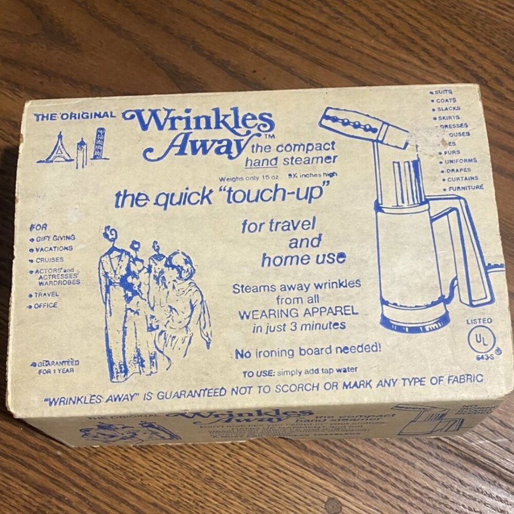 Vintage The Original Wrinkles Away Compact Travel Steamer Working Box Set MCM